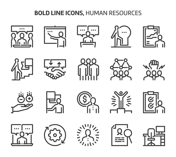Human resources, bold line icons. - Vector, Image