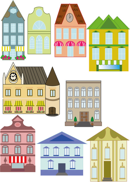 Ilustração vetorial de casas urbanas
 - Vetor, Imagem