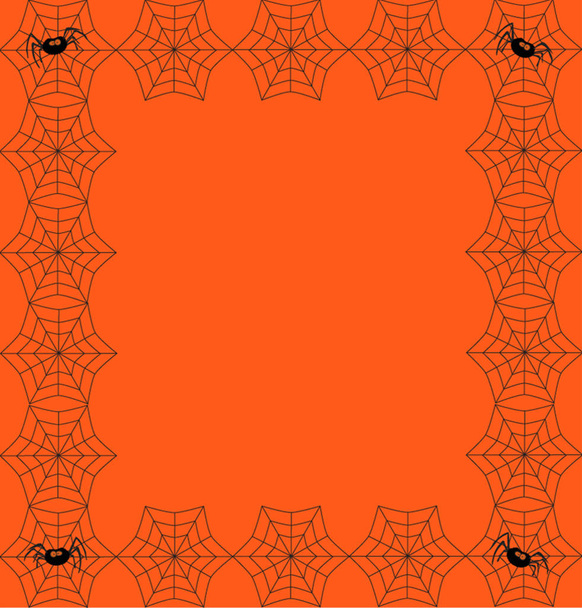 Fondo naranja enmarcado con la tela de arañas y sitti de arañas
 - Vector, imagen