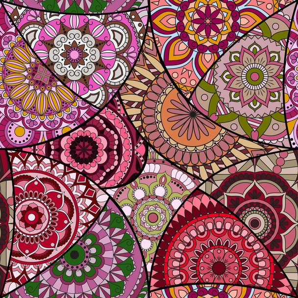 Seamless pattern tile with mandalas. Vintage decorative elements - Vetor, Imagem