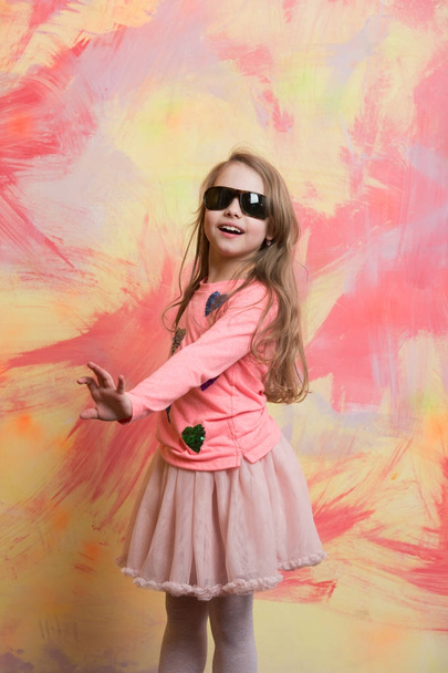 glasses on girl kid with happy face. - Foto, Imagen
