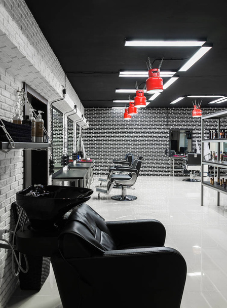 Moscow, Russia - October 9. 2017. Male beauty salon TopGun in Zelenograd - Foto, afbeelding