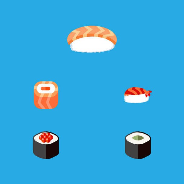 Flat Icon Sushi Set Of Seafood, Oriental, Japanese Food And Other Vector Objects. Also Includes Salmon, Japanese, Sushi Elements. - Vektori, kuva