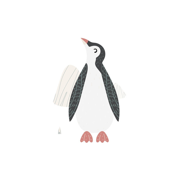 Dítě rodí přání s roztomilý kreslený tučňák. Vektorové ilustrace pro vás projekt. - Vektor, obrázek