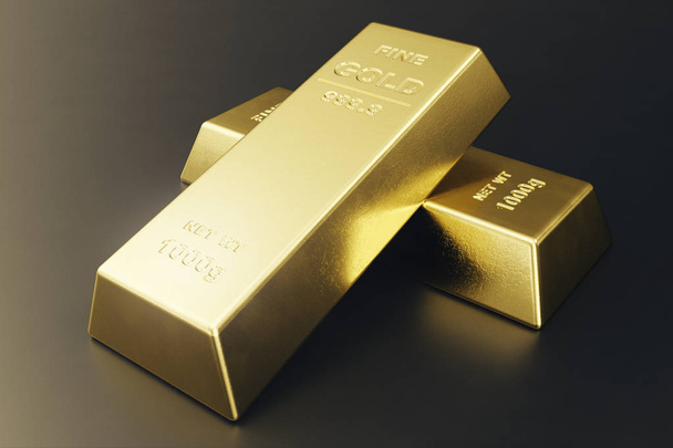 Stack close-up lingotti d'oro, peso di lingotti d'oro 1000 grammi Concetto di ricchezza e di riserva. Concetto di successo nelle imprese e nella finanza. rendering 3d
 - Foto, immagini