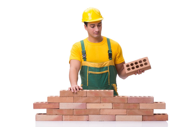 Le beau bâtiment ouvrier construction mur de briques - Photo, image