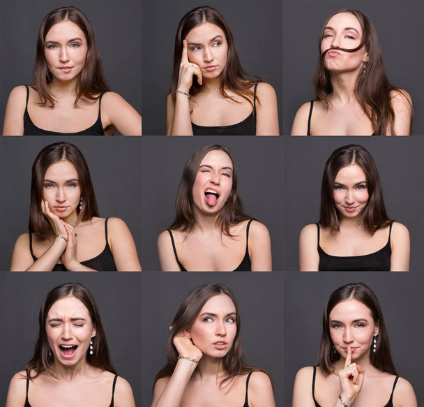 Conjunto de emoções femininas diferentes
 - Foto, Imagem