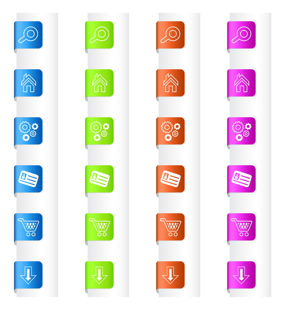 Marcadores con iconos del sistema en cuatro colores
 - Vector, Imagen
