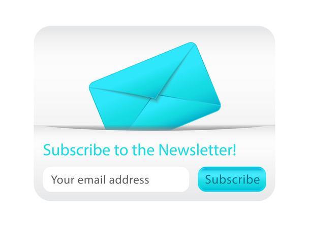 Light subcribe to newsletter website element with blue envelope - Vector, Image