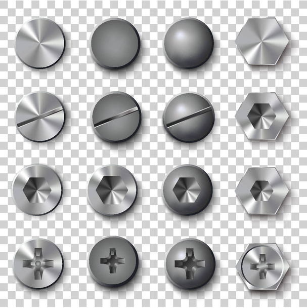 Set of screws and bolts - Vector, Image