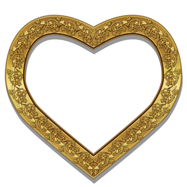 рамка у формі серця золотий колір з тіні
 - Вектор, зображення