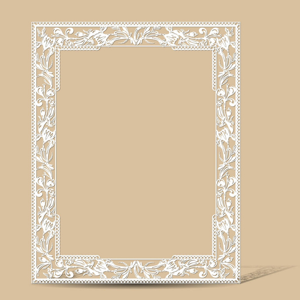 marco vintage tallado de papel foto con sombra
 - Vector, imagen