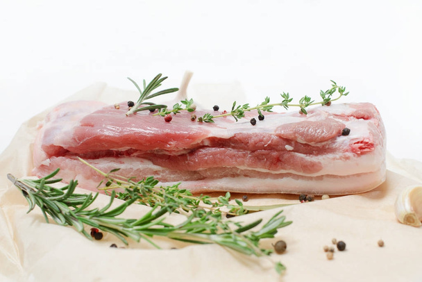 Raw meat with spices and herbs. - Foto, immagini