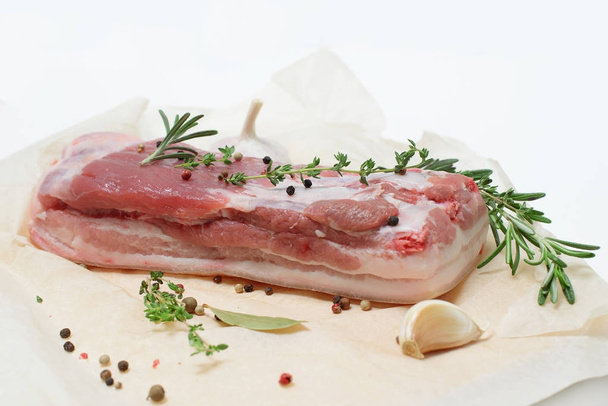 Raw meat with spices and herbs. - Fotografie, Obrázek
