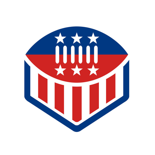 American Football USA Flag Crest Icono
 - Vector, imagen