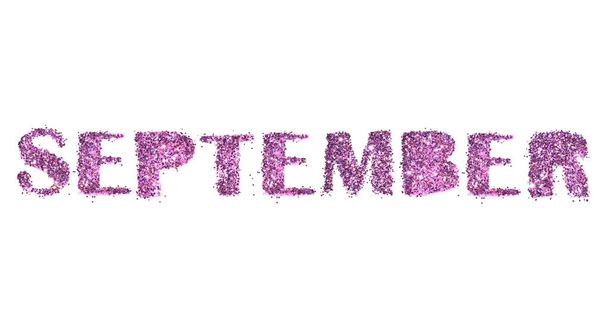 Septiembre, nombre del mes otoñal de purpurina aislada sobre fondo blanco
 - Foto, Imagen