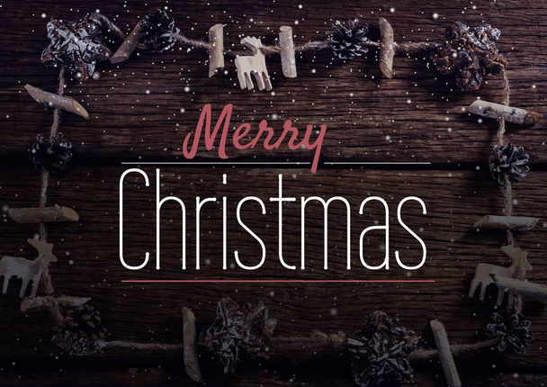 merry Christmas text on snow background - Foto, afbeelding