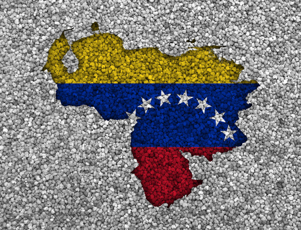 地図とケシの実のベネズエラの旗 - 写真・画像