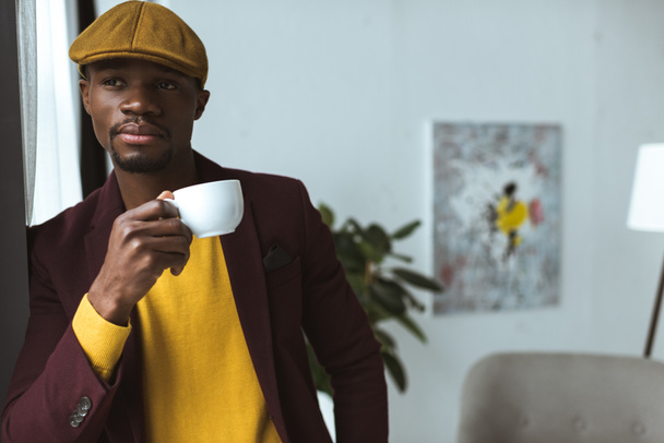african american man with coffee   - Fotoğraf, Görsel