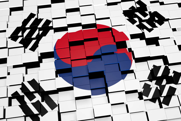 Fond du drapeau sud-coréen formé de carreaux de mosaïque numérique, rendu 3D
 - Photo, image