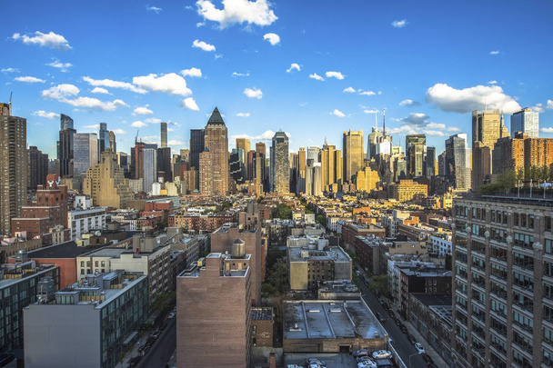 new york city. wspaniałe panoramiczne ptaka wieżowców midtown manhattan. - Zdjęcie, obraz