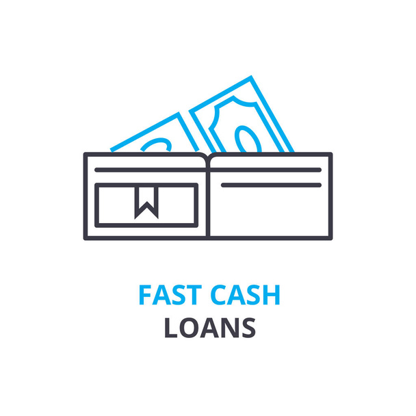 fast cash loans concept , outline icon, linear sign, thin line pictogram, logo, flat illustration, vector - Vektor, Bild