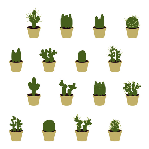 Ensemble de cactus en pot
 - Vecteur, image