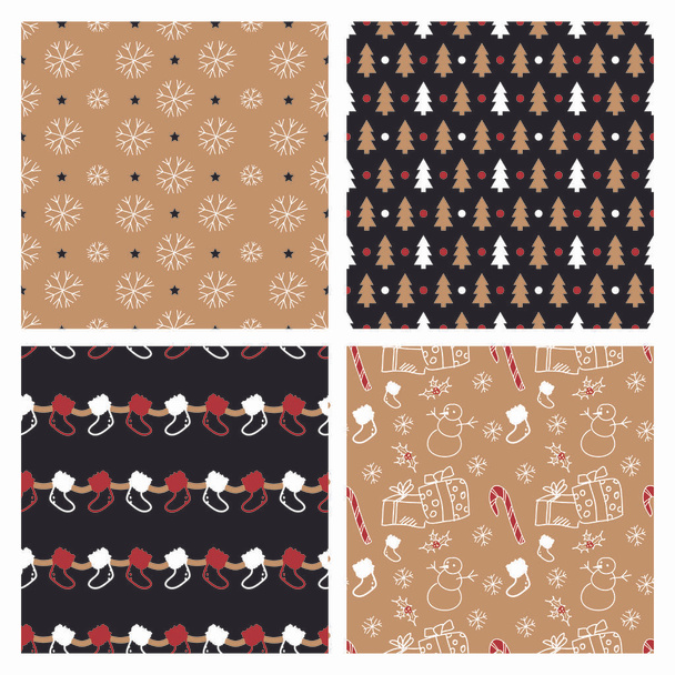 Set of seamless Christmas patterns.  - Vektor, kép