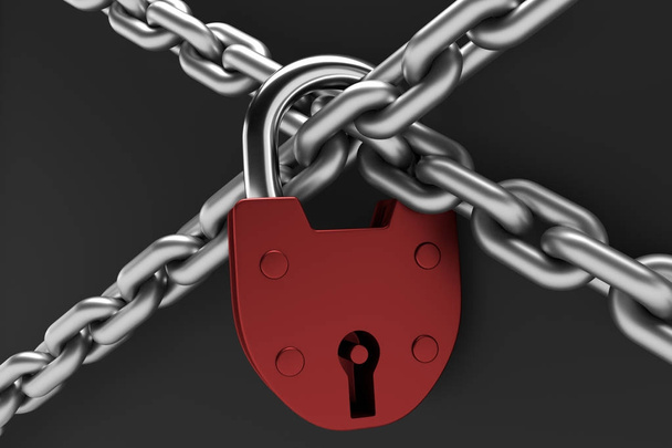 The gray metal chain and padlock  - Photo, Image