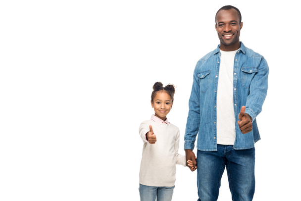 father and daughter showing thumbs up - Photo, Image