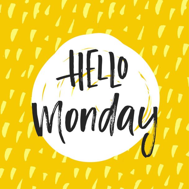 Vector trendy hand lettering poster. Hand drawn calligraphy 'hello monday' - Vector, afbeelding