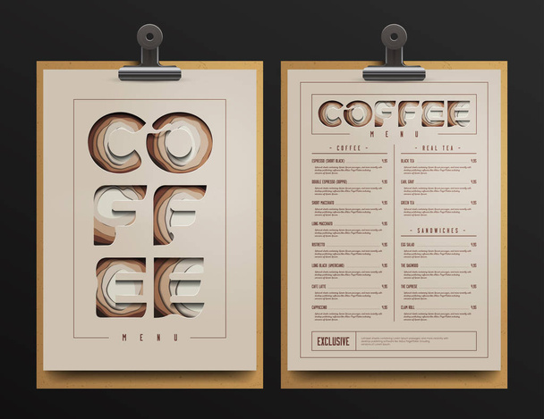 Modello di menu della caffetteria. Carrello caffè Mock Up. Illustrazione vettoriale
. - Vettoriali, immagini