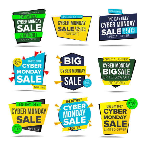 Cyber Monday Sale Banner Vector. Monday Advertising Element. Isolated On White Illustration - Vector, Image
