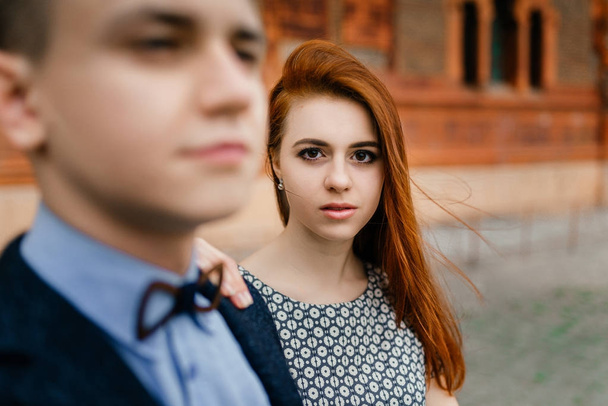 young couple posing  on the street  - Photo, image
