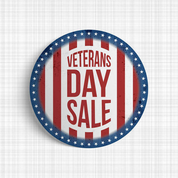 Veterans Day verkoop ronde realistische Badge - Vector, afbeelding