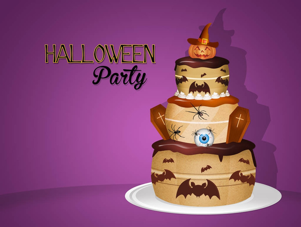 invitation for Halloween party with cake - Foto, imagen