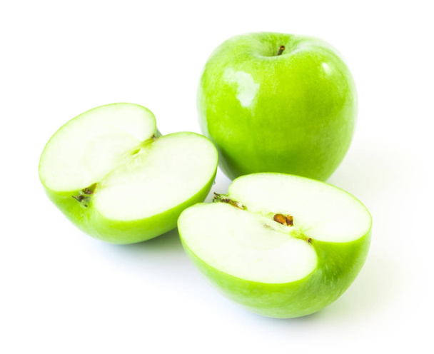 Zelená čerstvá jablka ovoce na bílém pozadí, koncept potraviny zdravé výživy - Fotografie, Obrázek