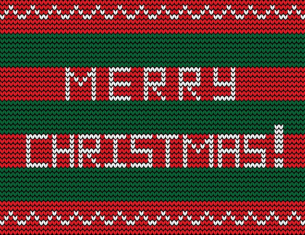 Pletení vzor bezešvé s Veselé Vánoce bílý text - Vektor, obrázek