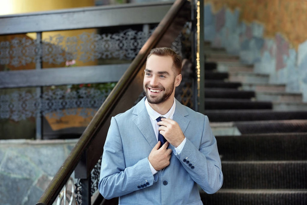 Handsome man in elegant suit, outdoors - Zdjęcie, obraz