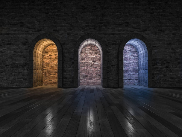 3Ds рендеринг 3-х цветной свет каменной арки двери
  - Фото, изображение