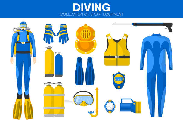 Scuba diving icons set - Vektor, obrázek