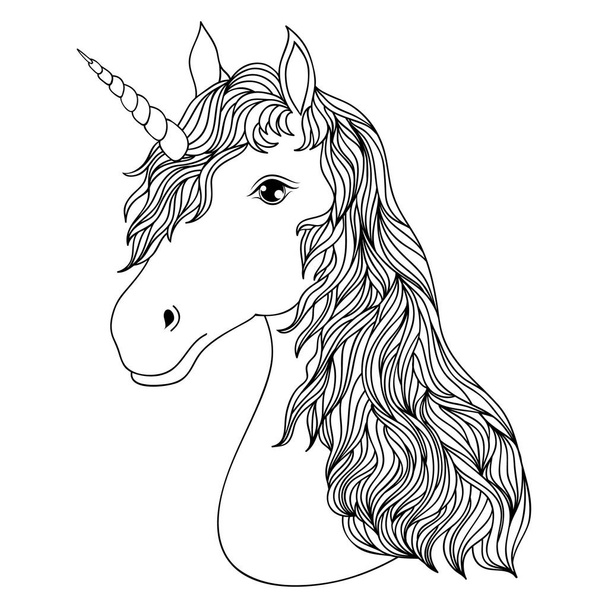 Head of hand drawn unicorn - Διάνυσμα, εικόνα