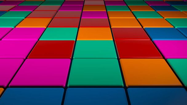 Kolorowy kształt kwadrat oświetleniem dyskotekowym parkiecie - Zdjęcie, obraz