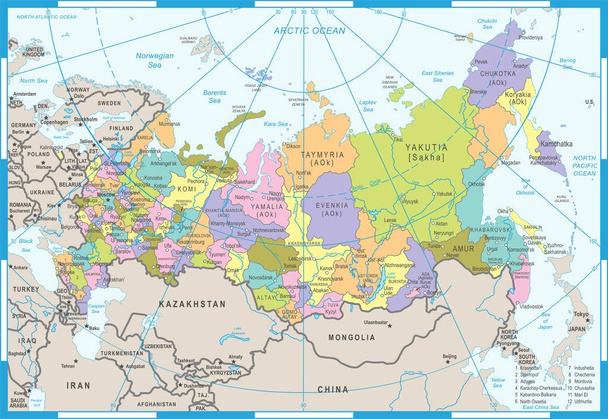 Mapa Rusko - vektorové ilustrace - Vektor, obrázek
