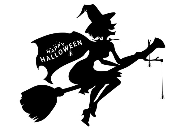 Feliz fondo de Halloween con bruja espeluznante sobre fondo blanco
. - Foto, Imagen