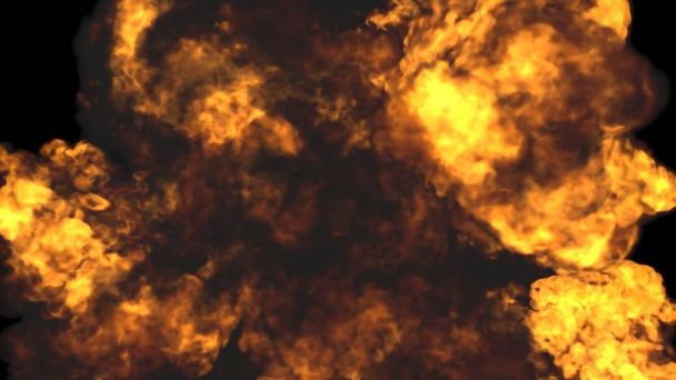 Realistické ohnivý výbuch nad černém pozadí 3d obrázek - Fotografie, Obrázek
