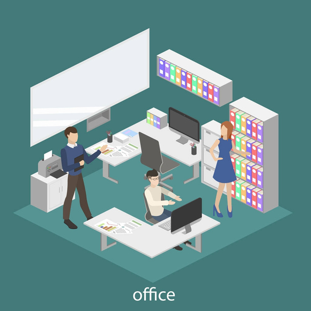 Office Interior with workers  - Vector, Image