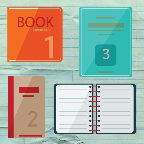 Set van boek iconen in platte ontwerpstijl. Vectorillustratie - Foto, afbeelding
