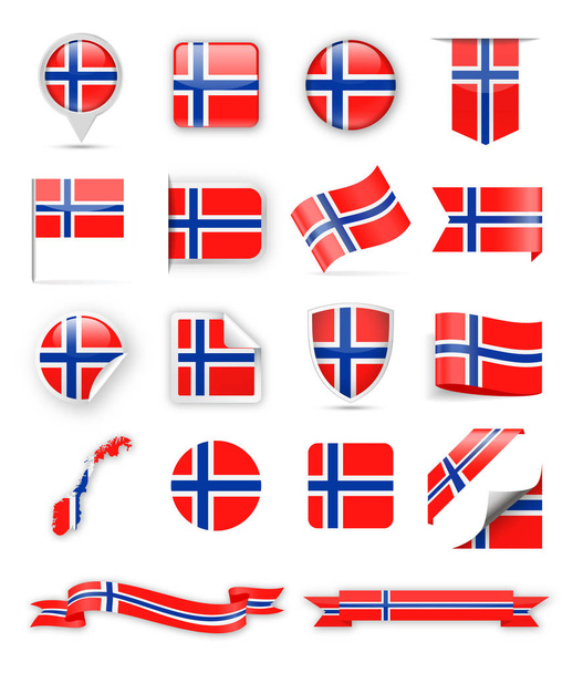 Noruega Bandeira Vector Set
 - Vetor, Imagem