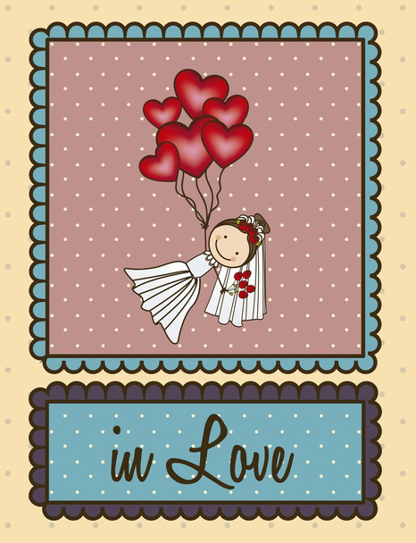 bride with hearts balloons - Vector, Image